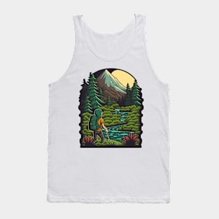 Cute hiker on a mountain trail - Sustainable fashion for the future Tank Top